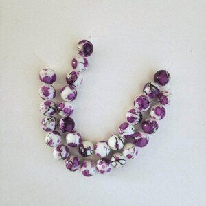 Splatter Coated Glass Bead Strands 10mm Beads, Jewelry Making, Destash